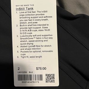 Brand new Instill Tank from Lululemon never worn